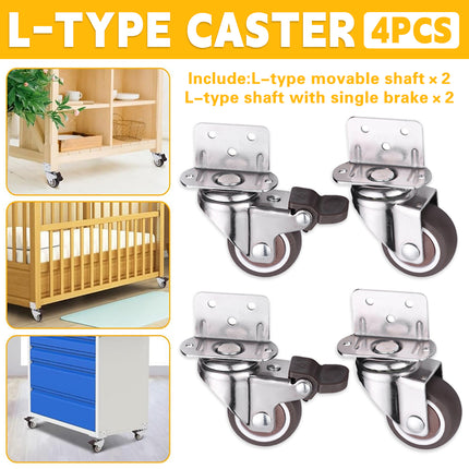 L Type Furniture Casters 4pcs 90-Degree Right Angle Small Wheel Furniture Wheels