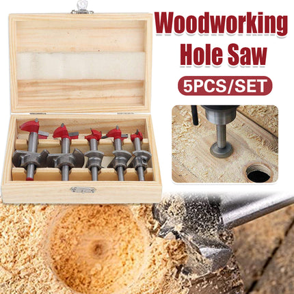 5PCS Woodworking Hole Saw Set Sturdy Durable for Wood Processing Openings Use