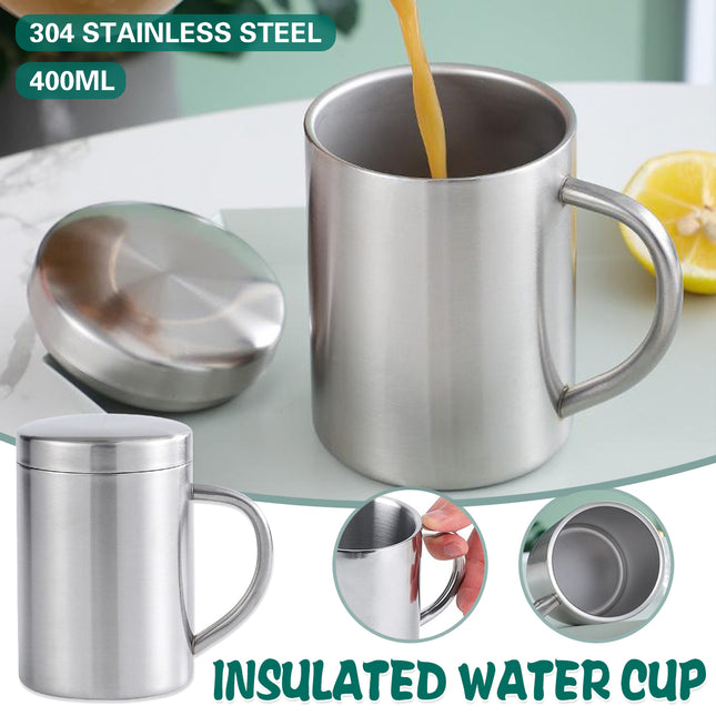 400ml Thickened Double Layer Insulated Stainless Steel Cup Portable Durable