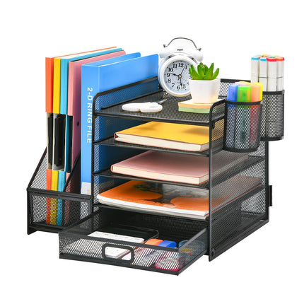Multi-Tier Desktop Organizer File Holder Document Storage Rack Office Shelf