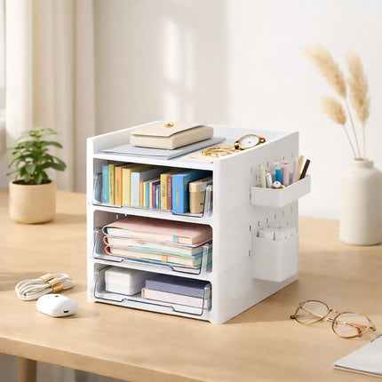 Desktop Pegboard Drawer Storage Shelf Multi Layer Home Office Desk Organiser