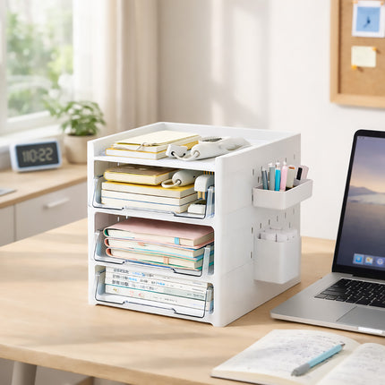 Desktop Pegboard Drawer Storage Shelf Multi Layer Home Office Desk Organiser