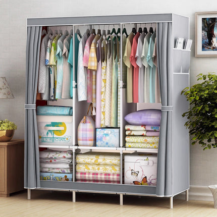 Large Easy Assemble Wardrobe With Cover Clothes Storage Rack Dustproof Hanger