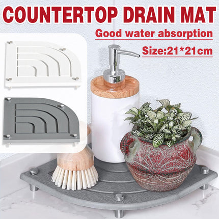 Drain Mat Tray Set Countertop Dish Drying Organizer With Metal Feet For Kitchen