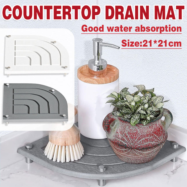 Drain Mat Tray Set Countertop Dish Drying Organizer With Metal Feet For Kitchen