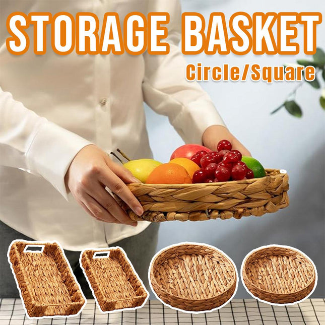 2pcs Rattan Fruit Tray Decorative Storage Trays Multipurpose Shelving Organizer