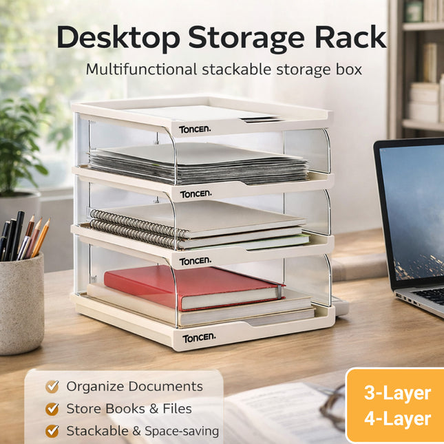 Desktop Simple Storage Rack 3/4 Tier White Minimalist Shelf Office Home Desk Use