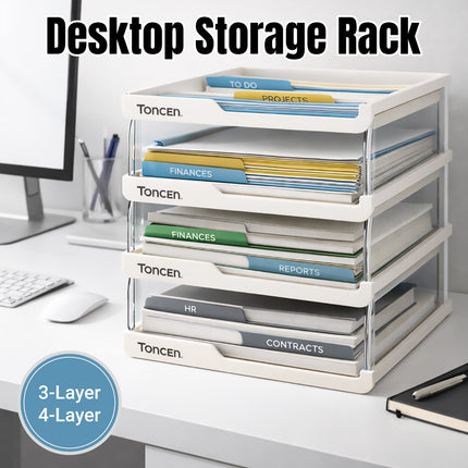 Desktop Simple Storage Rack 3/4 Tier White Minimalist Shelf Office Home Desk Use
