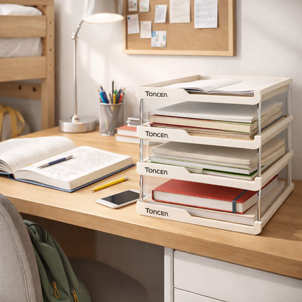 Desktop Simple Storage Rack 3/4 Tier White Minimalist Shelf Office Home Desk Use