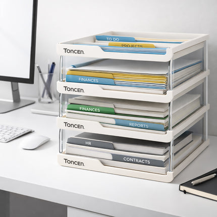 Desktop Simple Storage Rack 3/4 Tier White Minimalist Shelf Office Home Desk Use