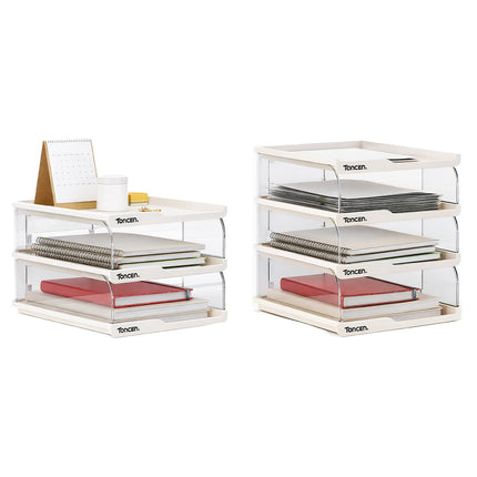 Desktop Simple Storage Rack 3/4 Tier White Minimalist Shelf Office Home Desk Use