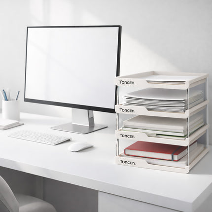 Desktop Simple Storage Rack 3/4 Tier White Minimalist Shelf Office Home Desk Use