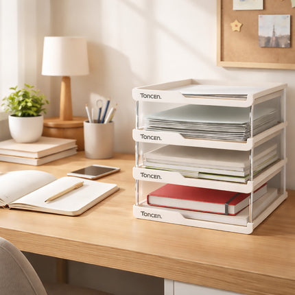 Desktop Simple Storage Rack 3/4 Tier White Minimalist Shelf Office Home Desk Use