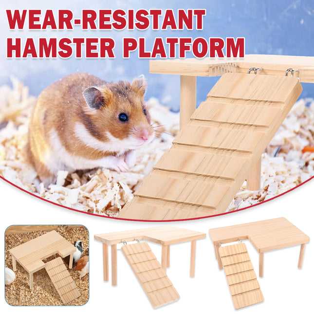 Hamster Wood Stand Platform with Ladder Small Animal Toy Hamster Rat Accessories
