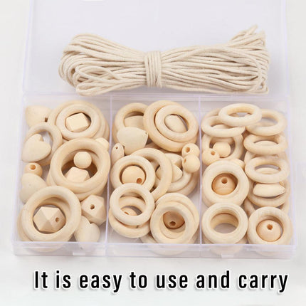 414pcs DIY Beading Kit Round Wooden Beads Set Craft Jewelry Supplies Home Decor