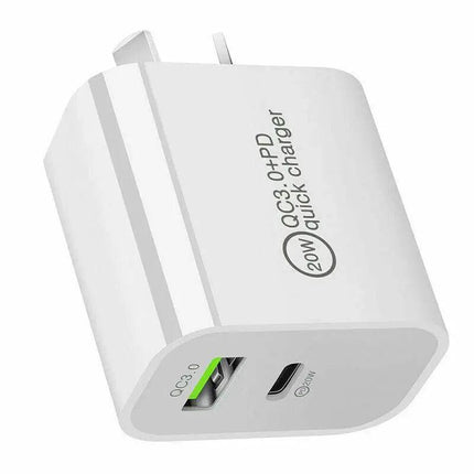 20W DUAL USB-C Type C Fast Wall Charger Adaptor QC3.0 For iPhone 12 11 Android - Aimall
