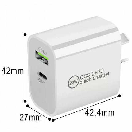 20W DUAL USB-C Type C Fast Wall Charger Adaptor QC3.0 For iPhone 12 11 Android - Aimall