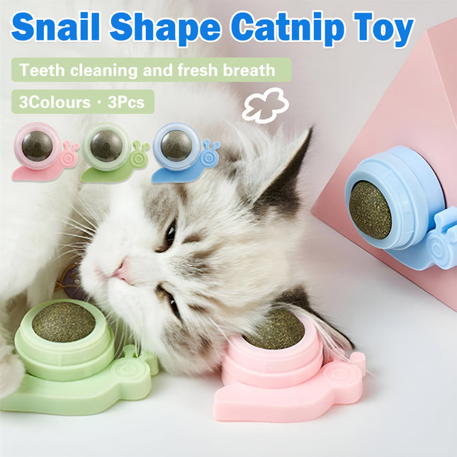 3PCS Rotatable Cat Treat Toy with Catnip Snack Licking Ball Kitten Pet Molar Toy