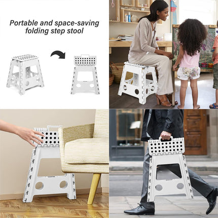 2PCS Plastic Folding Stool Set Portable Space Saving Step Stools Indoor Outdoor