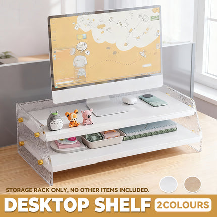 Double Layer Acrylic Desktop Organiser Stable Clear for Desk Monitor Riser Use