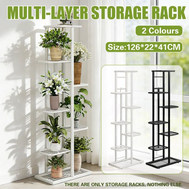 7 Tier Metal Plant Stand Indoor Outdoor Vertical Garden Shelf Rack