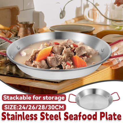Stainless Steel Seafood Plate with Handle Food-Grade Durable Easy to Clean