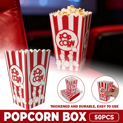50PCS Popcorn Boxes Paperboard Greaseproof for Snack Food Serving Containers