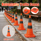 Retractable Warning Cone 70cm Reflective Hazard Cone For Barrier Caution Zone Use