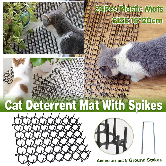 24PCS Cat Deterrent Spike Mat for Garden Balcony Fence Sofa