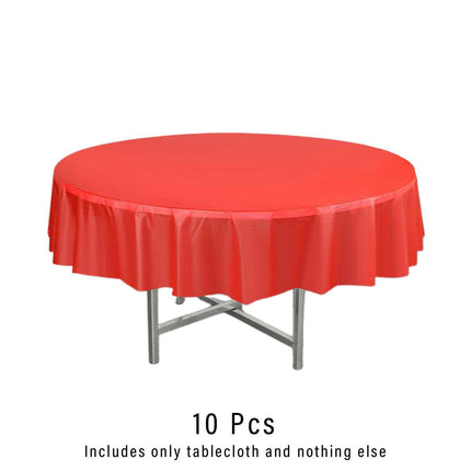10pcs Round Tablecloth Solid Color Waterproof PEVA Table Cover 213cm Diameter