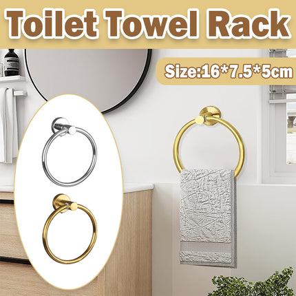 Bathroom Towel Rack Wall Mounted Towel Ring Black Toilet Paper Holder Shelf