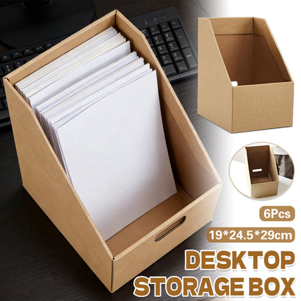 6PCS Kraft Paper Desktop Storage Box for Document Organization Office Supplies