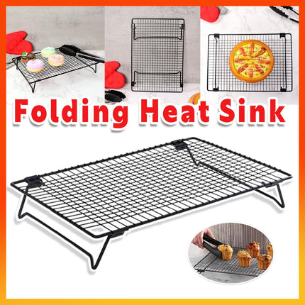 Collapsible Black Mesh Cake Cooling Rack Foldable Baking Tray for Kitchen Use