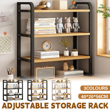 3-Tier Adjustable Desktop Storage Rack Space Saving Sturdy for Office Home Use