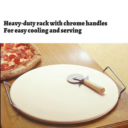 3PCS Round Pizza Stone Baking Tray for Oven Grill Pizza Bread Cooking 33x33cm