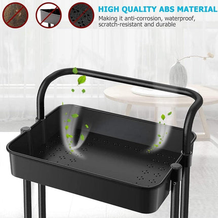 3Tier Trolley Shelf Organiser with Wheels Removable Storage Cart for Home Office