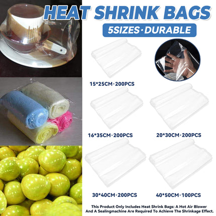 100/200PCS POF Clear POF Heat Shrink Bags for Packaging Sealing Use