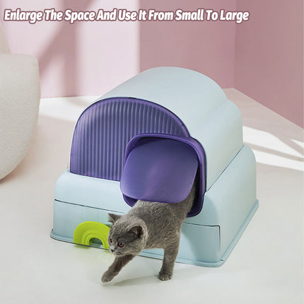 Fully Enclosed Cat Litter Box Cloud House Cat Toilet Odor Control Easy Cleaning