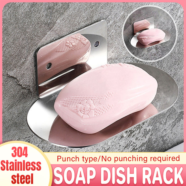 Stainless Steel Soap Dish Bathroom Soap Box Wall Mounted Rack Hanger for Shower