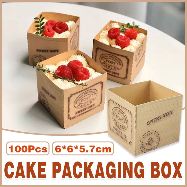 Cupcake Box Set 100pcs Kraft Paper Baking Mousse Cup Holders for Party Dessert