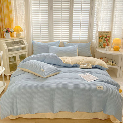 Super Soft Solid Colour Duvet Cover Simple Elegant Bedding Comforter Quilt Case