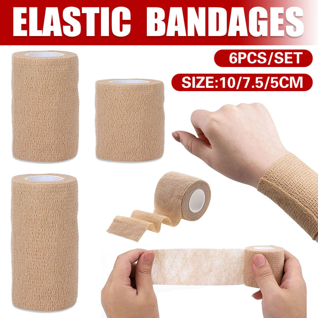 6PCS Self Adhesive Elastic Wrap Non Woven Cohesive Tape for Sports and Daily Use