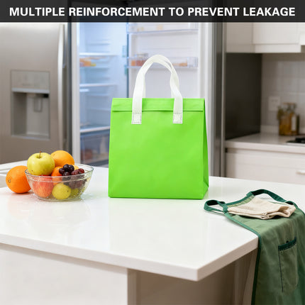 50PCS Green Takeaway Packaging Bags with Handles and Self-Adhesive Seal