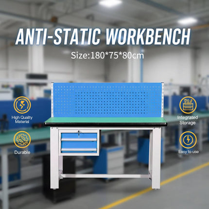 Anti Static Heavy Duty Steel Workbench 180x75x80cm Modular Components