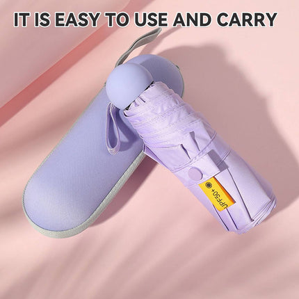 Portable Foldable Umbrella with Zipper Storage Bag Travel Commuter Rain-Proof