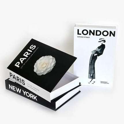3 PCS Modern Decorative Books Set Foldable Fake Books for Display City Theme