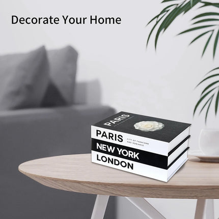 3 PCS Modern Decorative Books Set Foldable Fake Books for Display City Theme