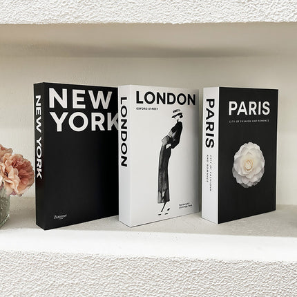 3 PCS Modern Decorative Books Set Foldable Fake Books for Display City Theme