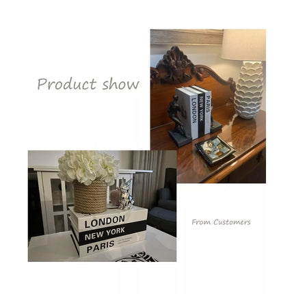 3 PCS Modern Decorative Books Set Foldable Fake Books for Display City Theme