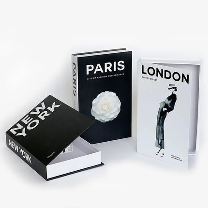 3 PCS Modern Decorative Books Set Foldable Fake Books for Display City Theme